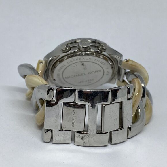 Michael Kors Runway MK4263 Womens Beige & Silver Strap Analog Quartz Watch MP742 - Picture 10 of 12